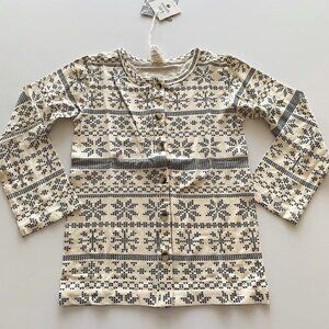 Kate Quinn Organics Black Nordic Snowflake Cardigan 6 Years